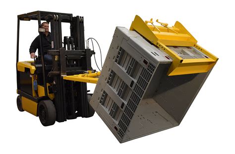 skid steer tote turner|Hydraulic Powered Fork Truck Crate Turner/Dumper .